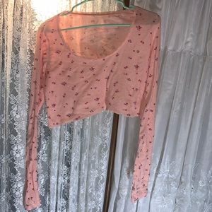 Pink floral crop top